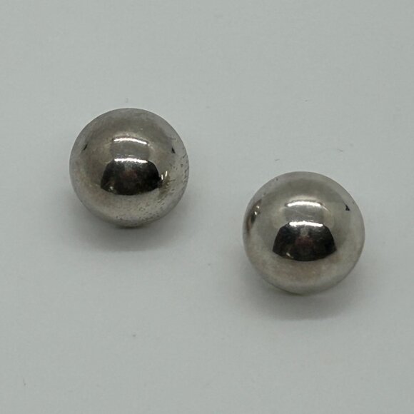 Sterling Silver Stud Earrings Round Lightweight Minimalist Buttin Classic18 mm - Picture 2 of 13